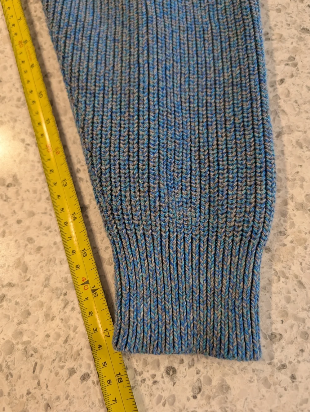 Uniqlo Small Boxy Sweater Crew Neck Grey Blue Wide Arm Cotton Knit Long Sleeve - Picture 15 of 16